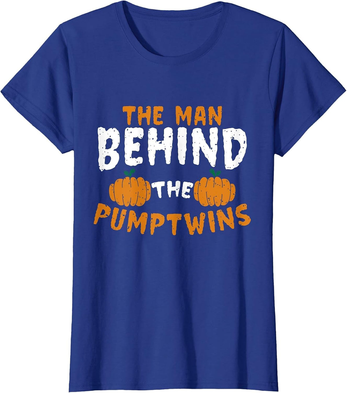 Halloween Twin Pregnancy for Men Expecting Pumpkin Costume T-Shirt - Royal Blue