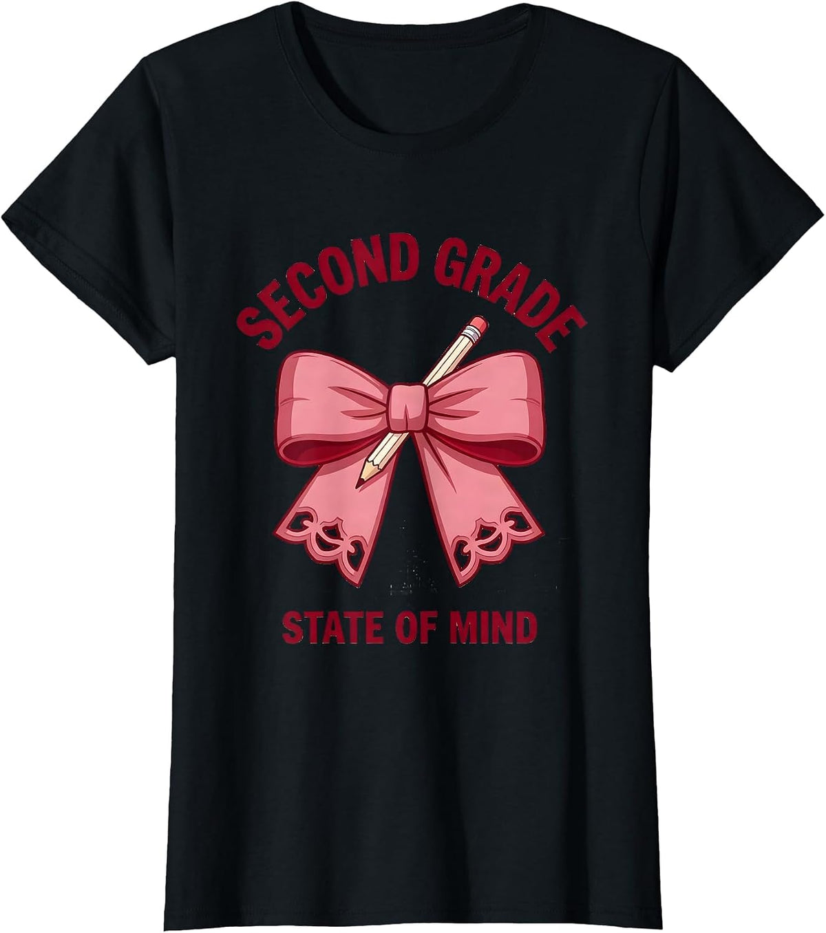 Second Grade State Of Mind Coquette Bow Back to School T-Shirt - Black