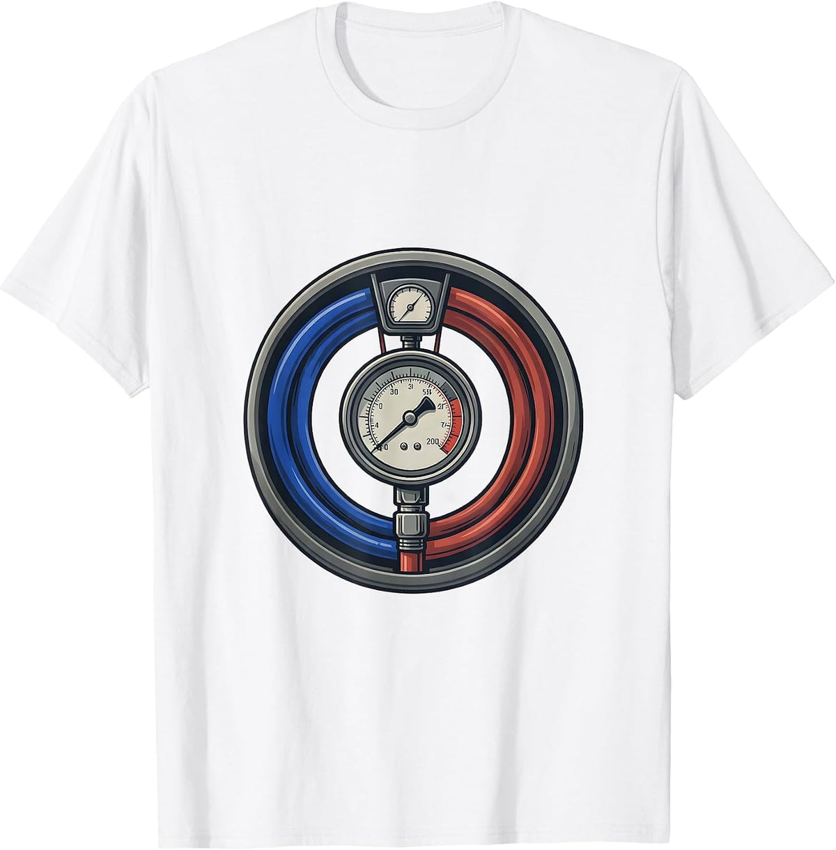 Men's HVAC Charging Badge Distressed Tech Humor T-Shirt - White