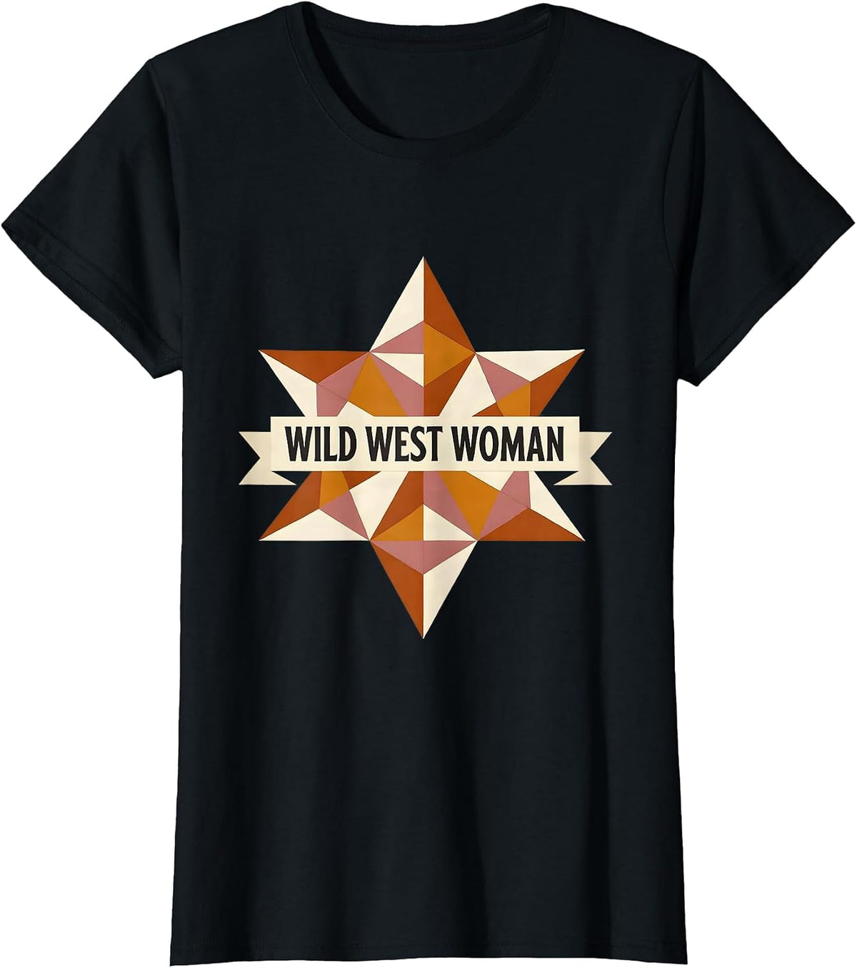 Women's Wild West Woman Cowboy Graphic Design T-Shirt - Black