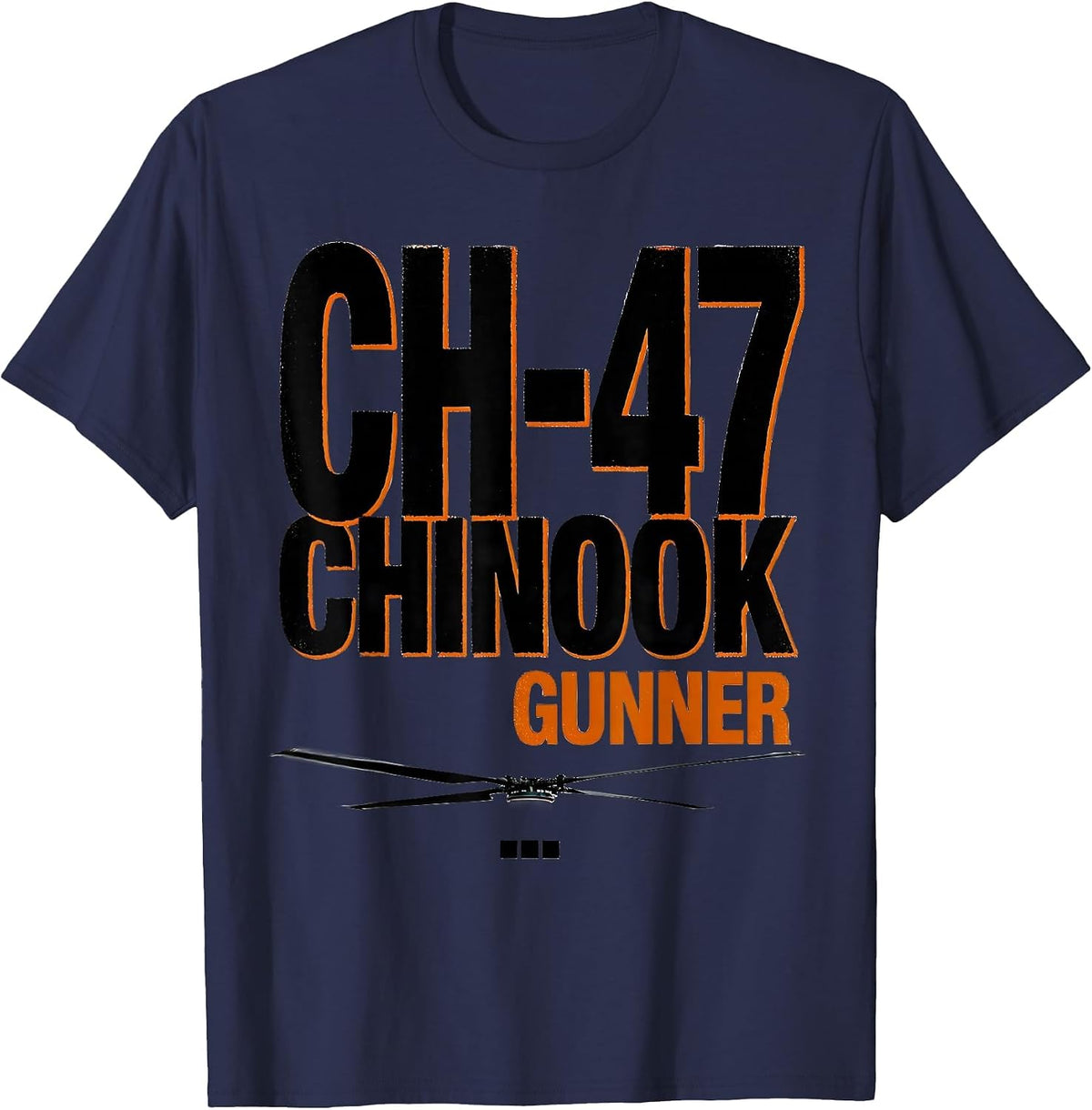 Men's CH-47 Chinook Gunner Military Helicopter Veteran Pilot Pride T-Shirt - Navy Blue