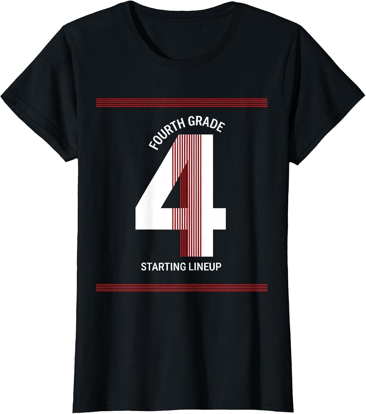 Team 4 Fourth Grade Starting Lineup Playful Sports Team T-Shirt - Black