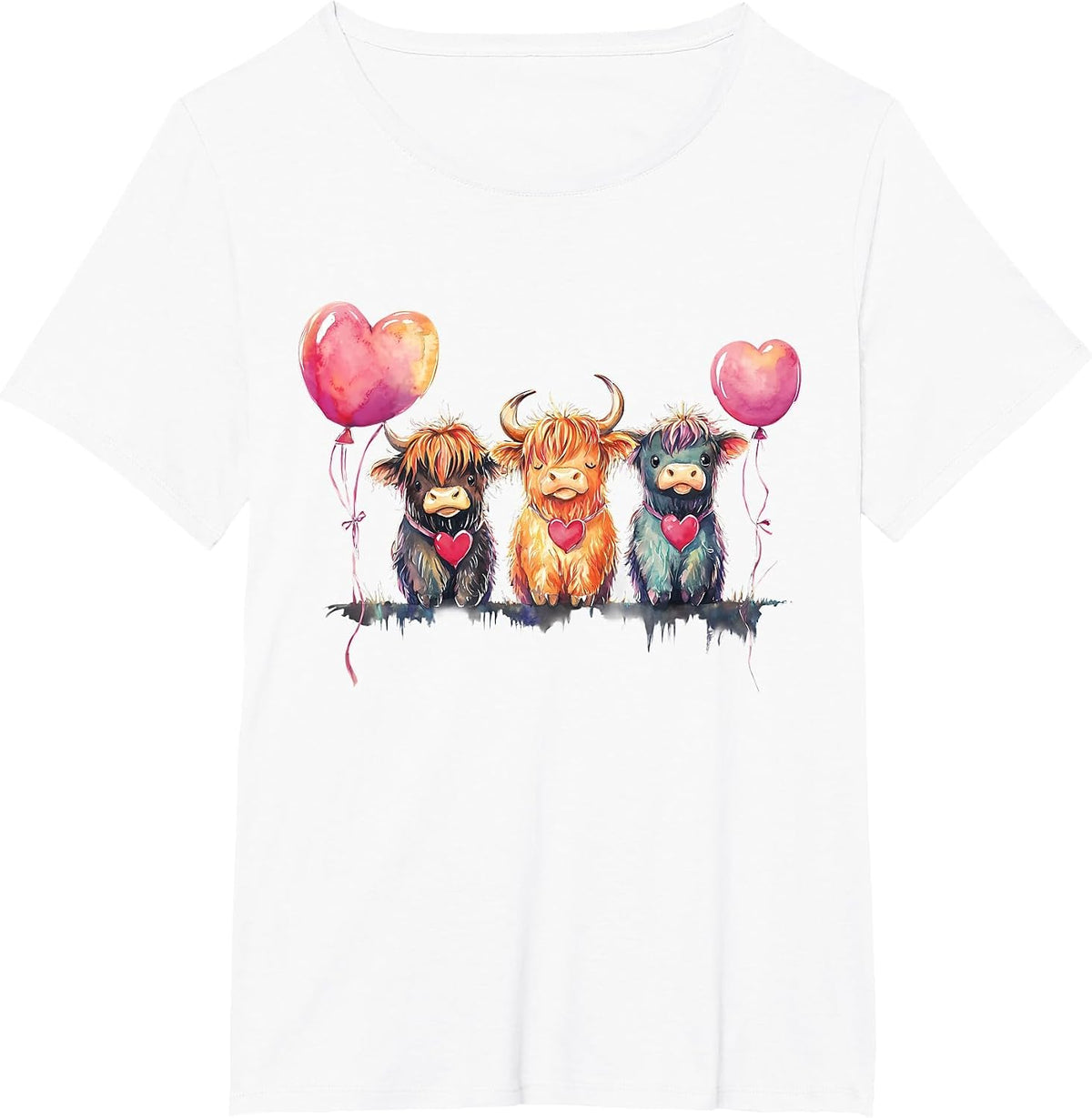 Scottish Highland Cow Messy Bun Scottish Highlander Cow T-Shirt - White