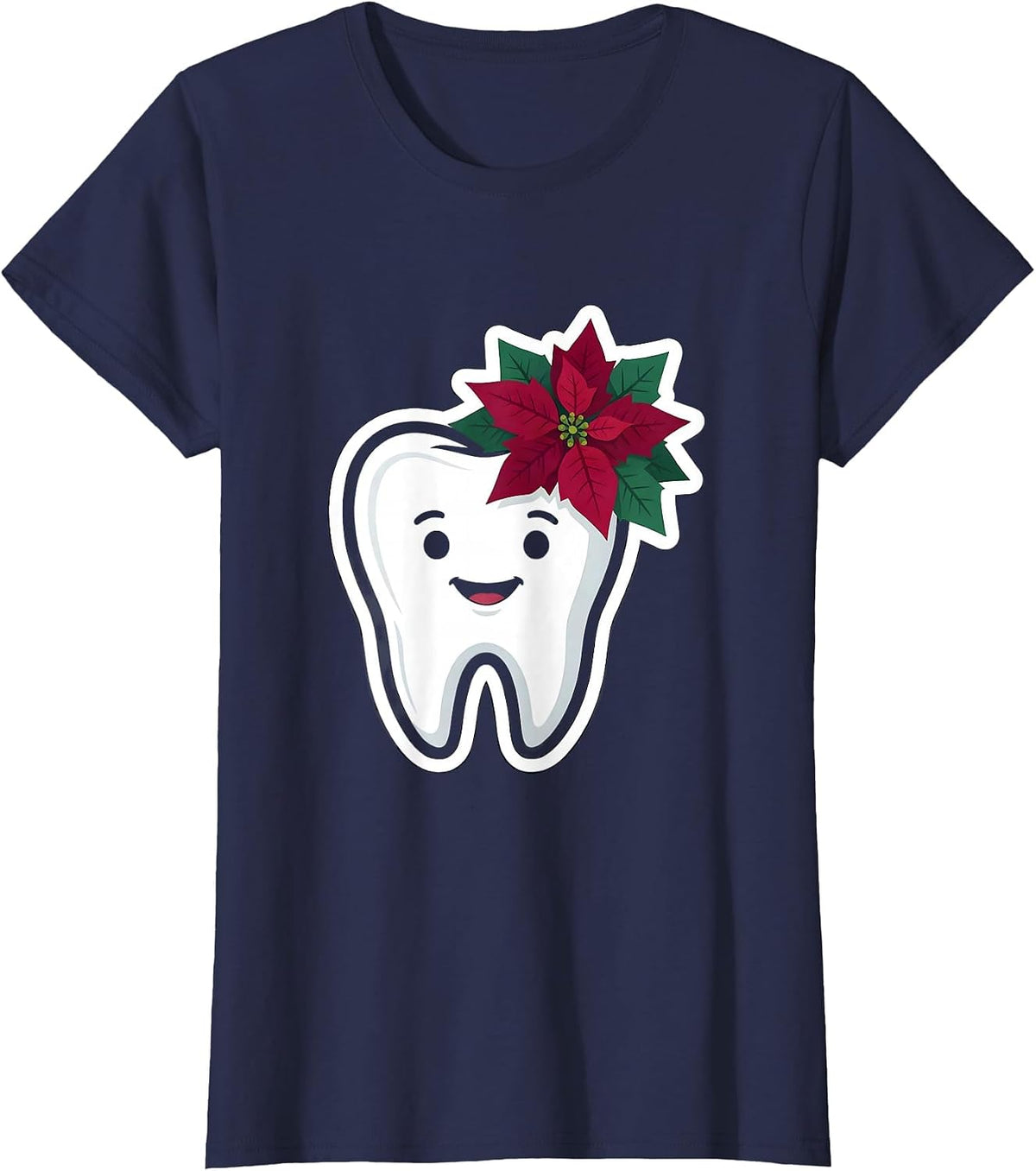 Women's Broad Tooth Dentist Christmas Dental Team Humor T-Shirt - Navy Blue