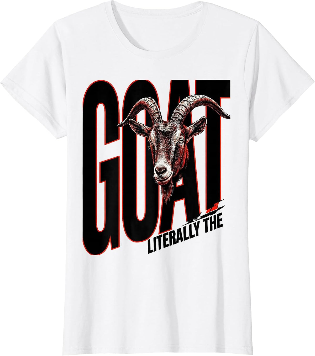 Literally The Goat New Wave Typography Minimalist Goat Lover T-Shirt - White