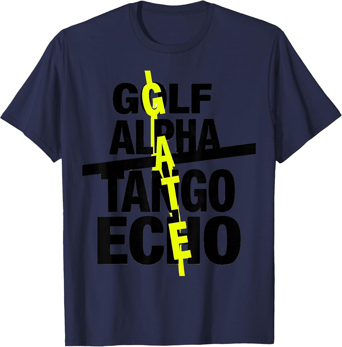 Men's Golf Alpha Tango Echo Pilot Aviation Enthusiast Phonetic T-Shirt - Navy Blue