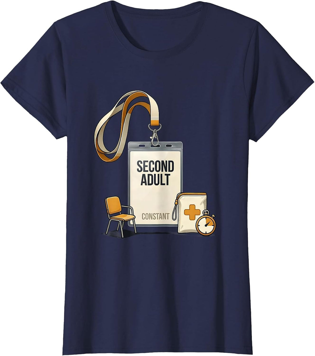 Women's Second Adult Constant Editorial Conceptual Paraeducator Back T-Shirt - Navy Blue