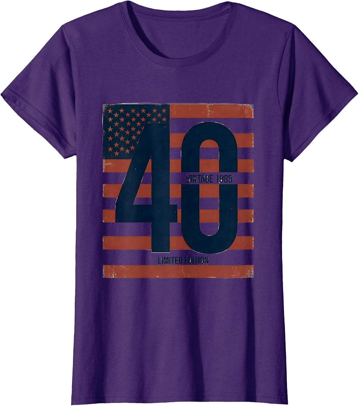 Women's Vintage 1985 Limited Edition 40 USA Flag Milestone Birthday T-Shirt - Purple