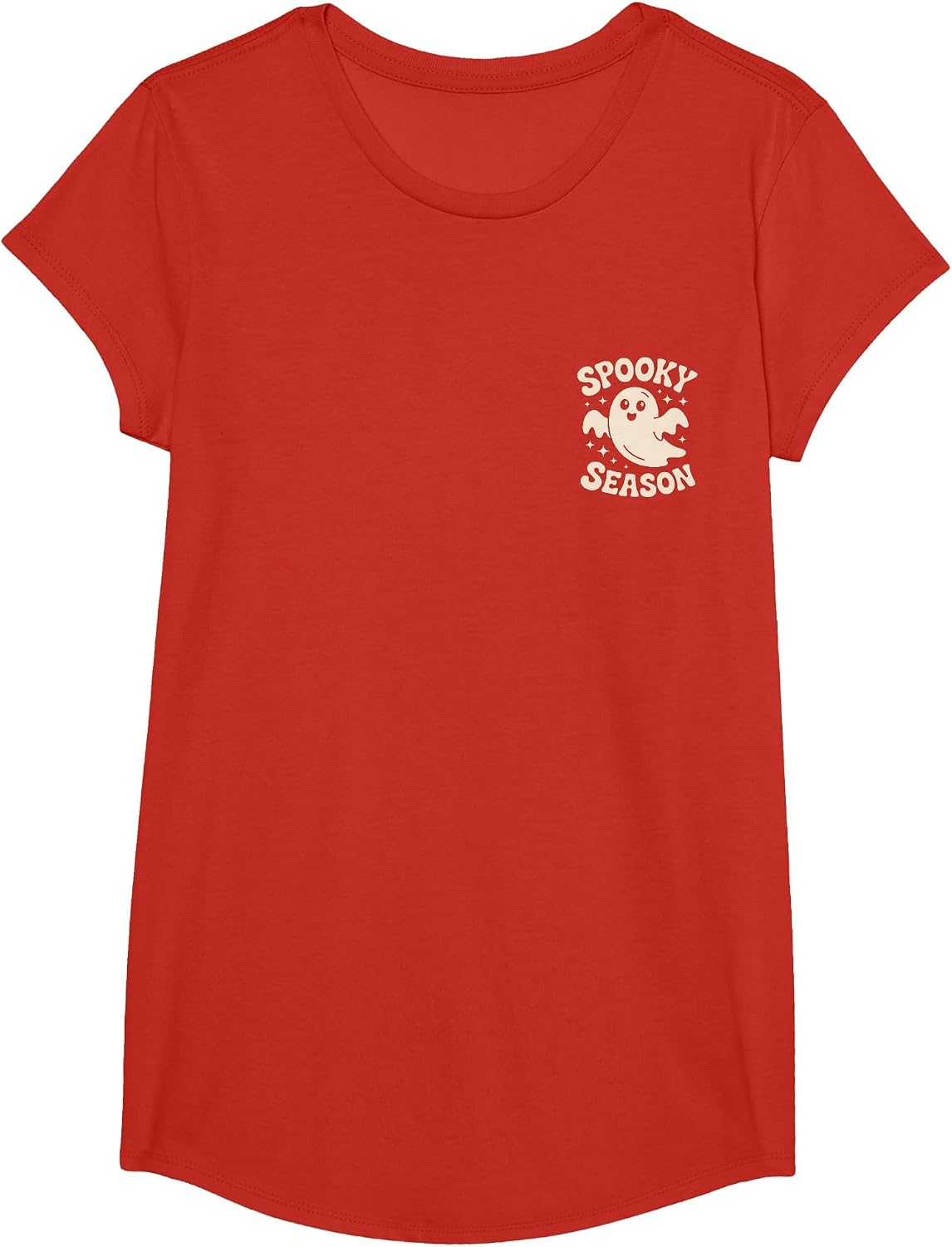 Halloween Ghost Spooky Season Costume Pocket Men Women Kids T-Shirt - Girls Red