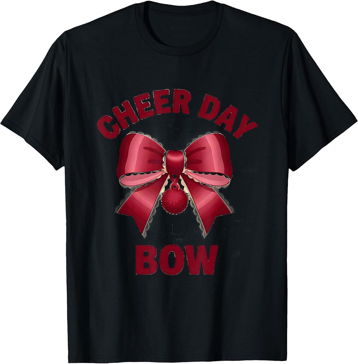 Men's Cheer Day Bow Coquette Ribbon State Pride Sport Gift T-Shirt - Black
