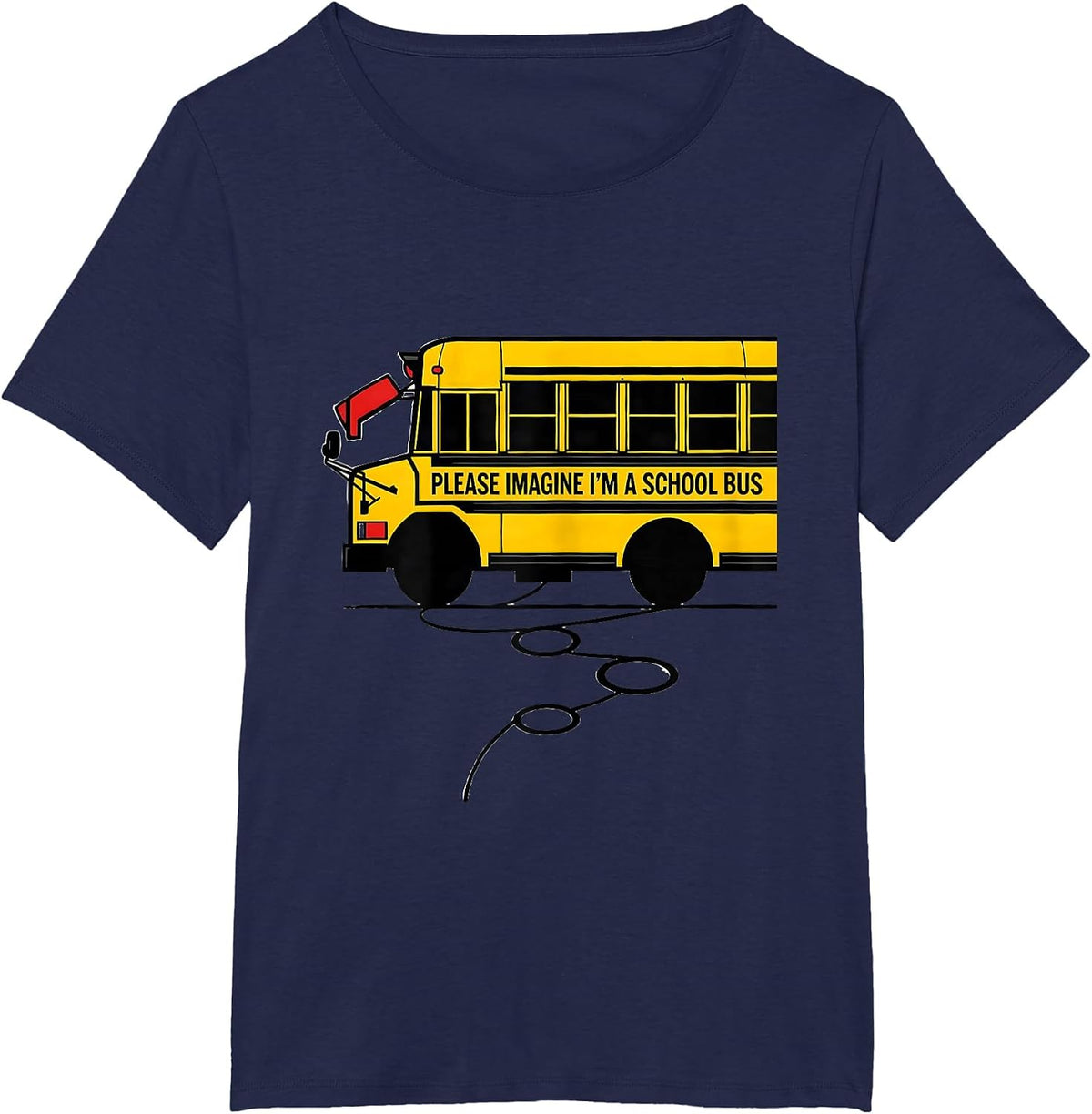 Women's Please Imagine I'm A School Bus Funny Halloween Costume T-Shirt - Navy Blue