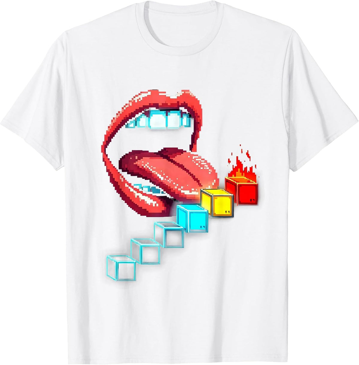 Men's Lickable Periodic Table Pixel Art Science Teacher Humor T-Shirt - White