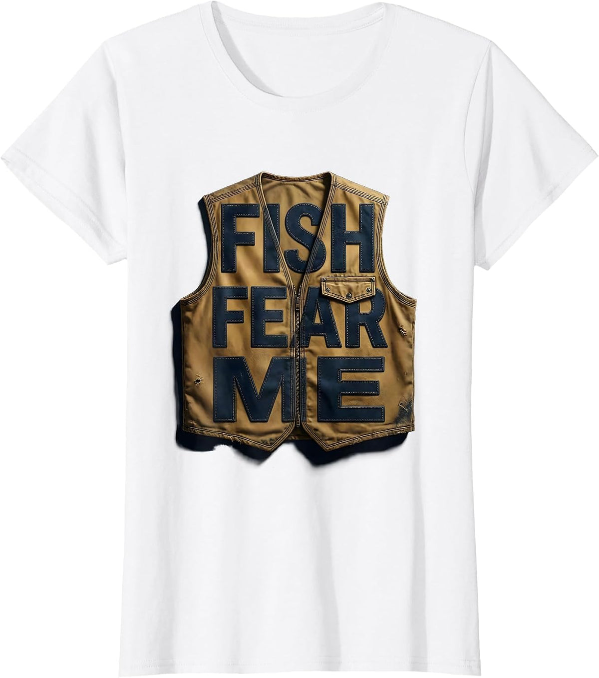 Fish Fear Me Funny Fishing Graphic Design T-Shirt - White