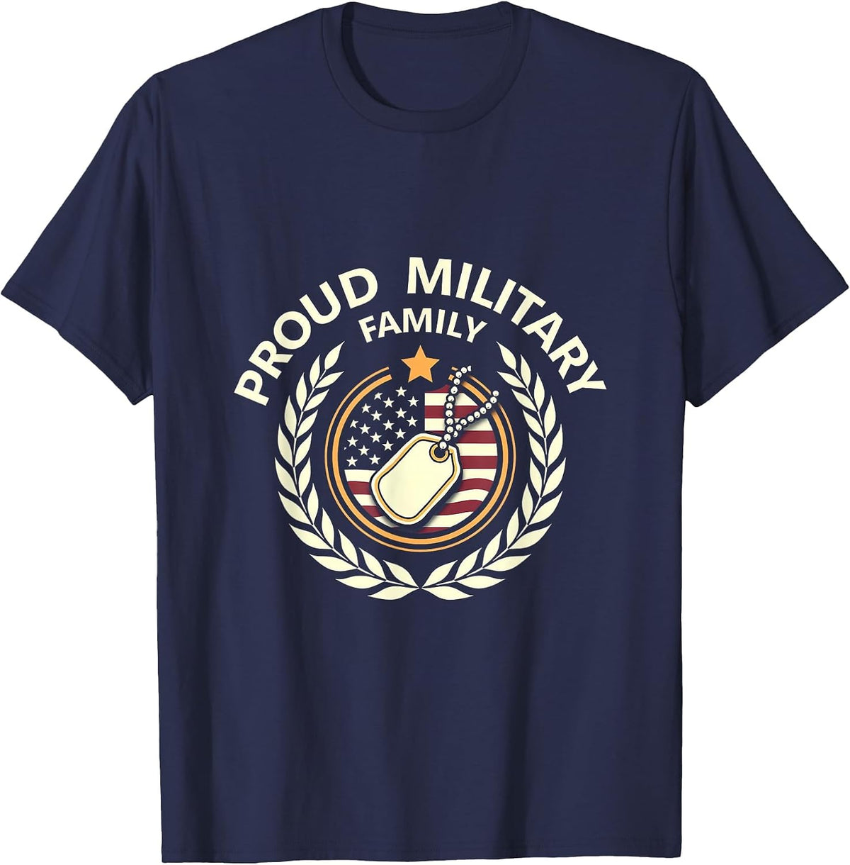 Proud Military Family Patriotic Support Design T-Shirt - Navy Blue