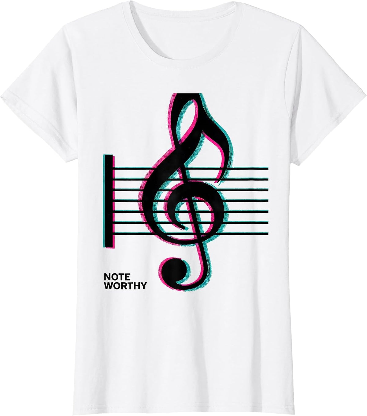 Note Worthy Risograph Funny Music Lover Gift For Musicians T-Shirt - White