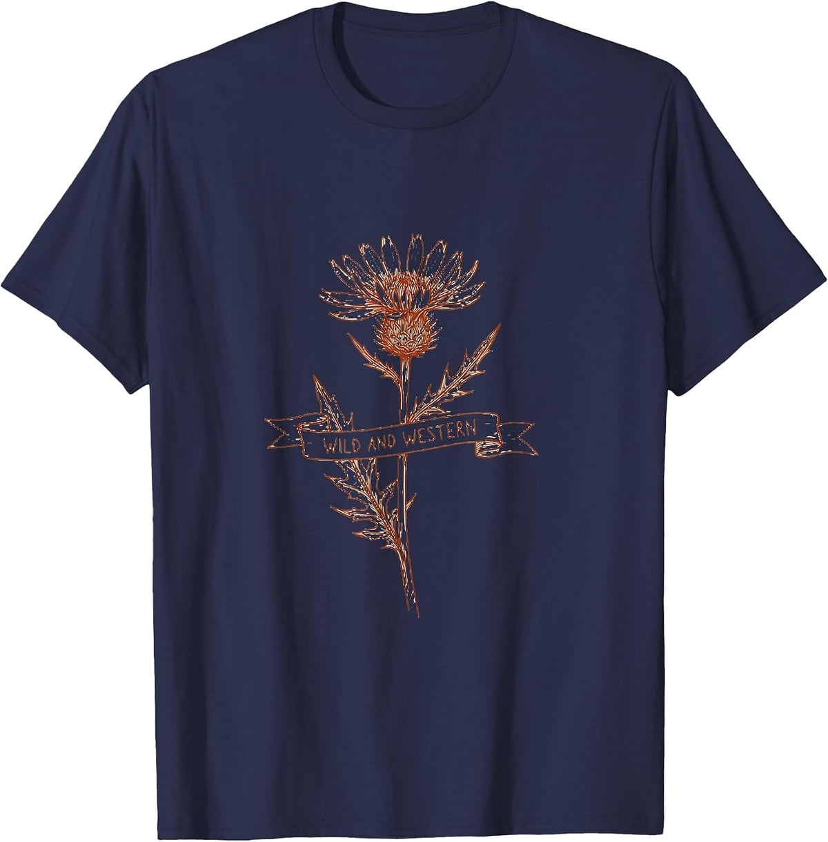 Wild and Western Cowgirl Graphic Design T-Shirt - Navy Blue