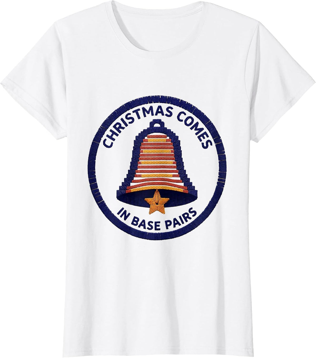 Women's Christmas Comes in Base Pairs Science Teacher DNA Humor T-Shirt - White