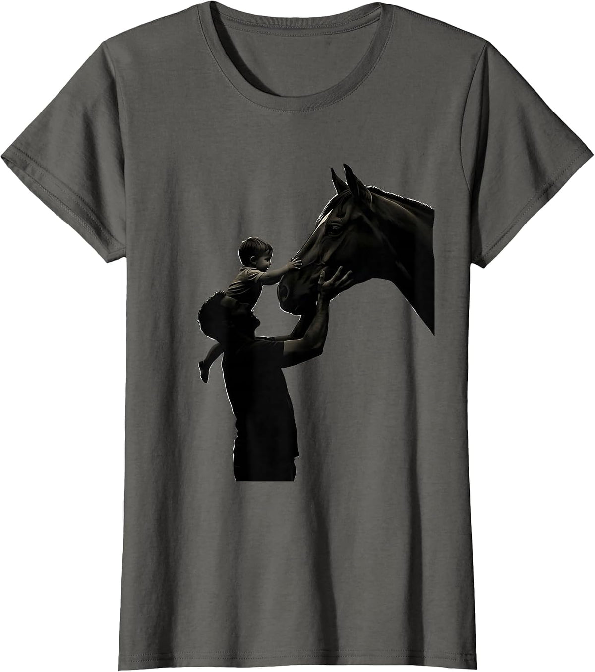 Women's Girl Dad Horse Lover Daughter Father Bond T-Shirt - Asphalt Grey