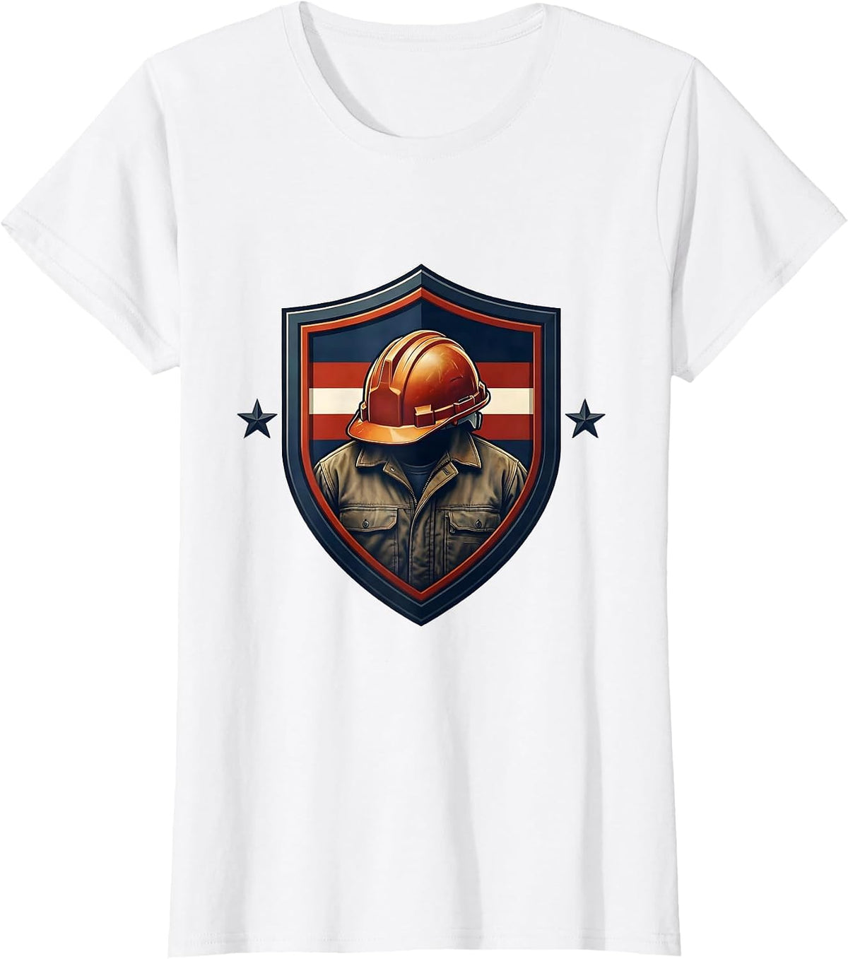 Women's Sealed Shield Badge Patriotic Union Worker Labor Day T-Shirt - White