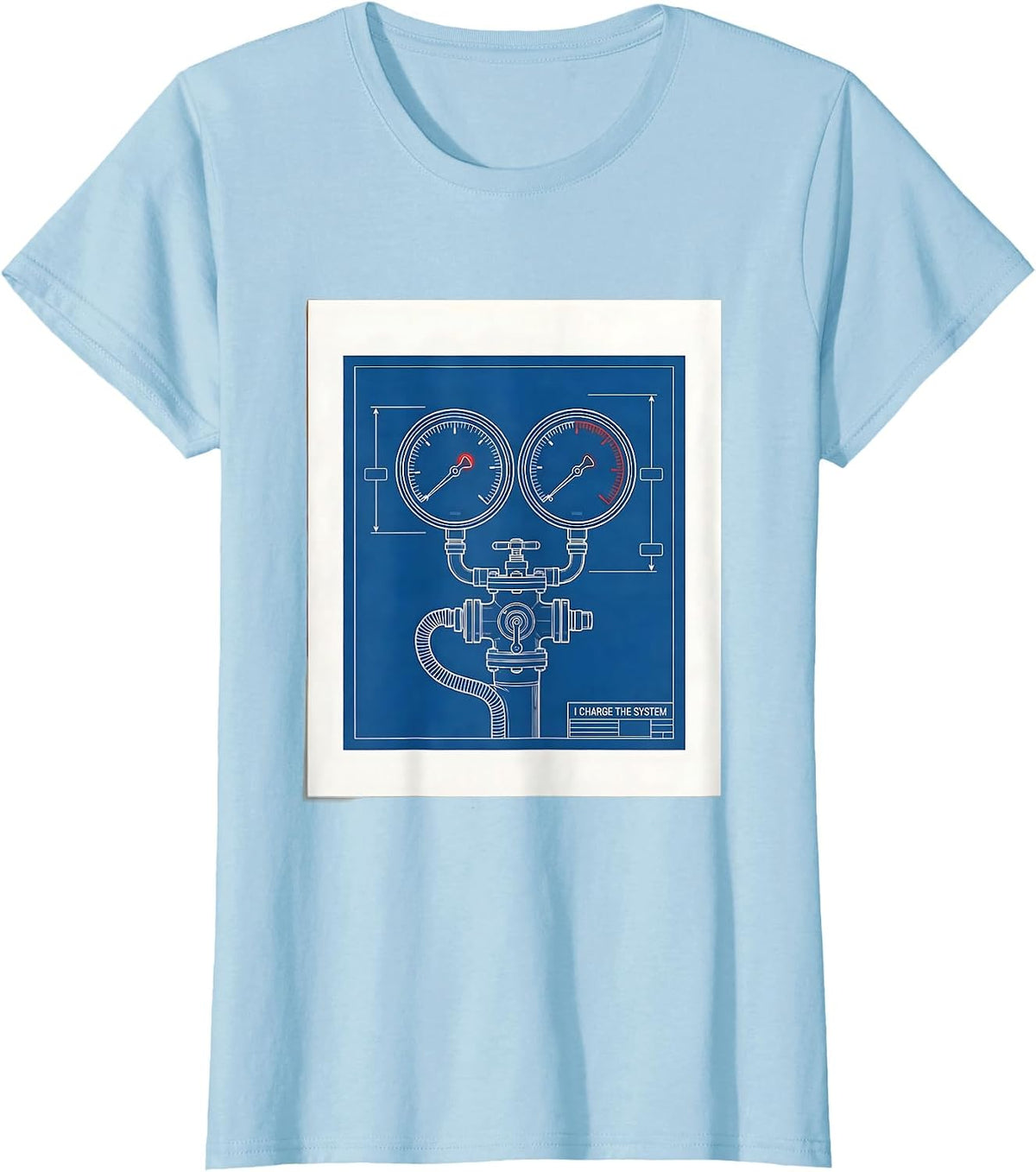 I Charge The System Funny HVAC Technician Charging Pride T-Shirt - Baby Blue