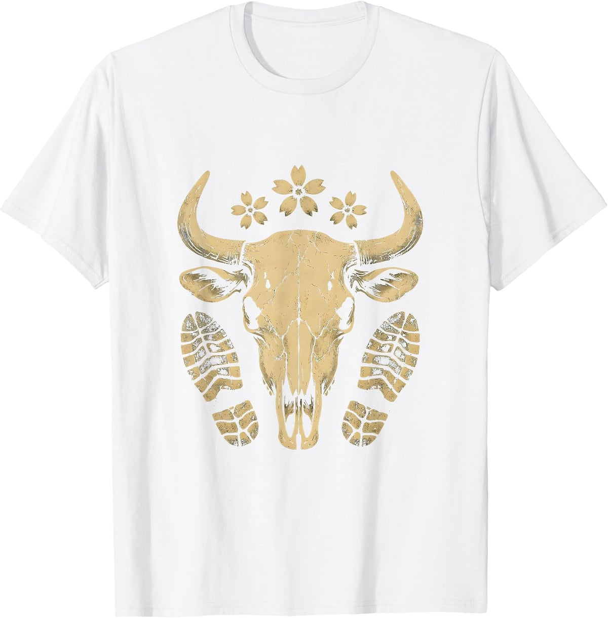 Men's Dusty Trail Boot Prints Cowboy Western Graphic T-Shirt - White