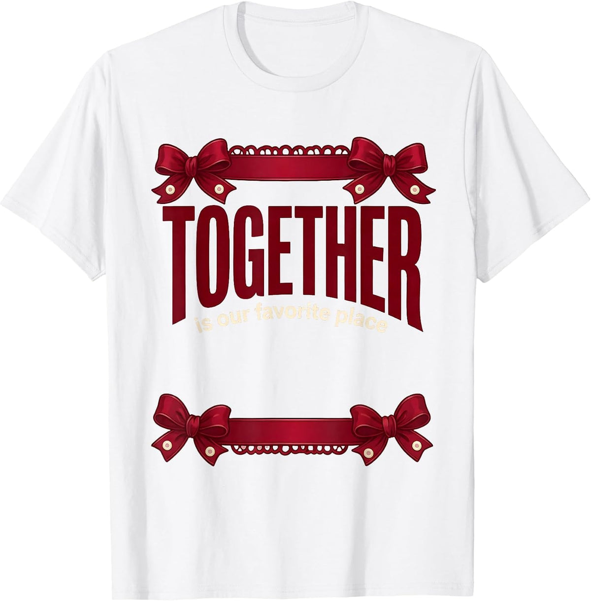 Men's Together Is Our Favorite Place Thanksgiving Design T-Shirt - White
