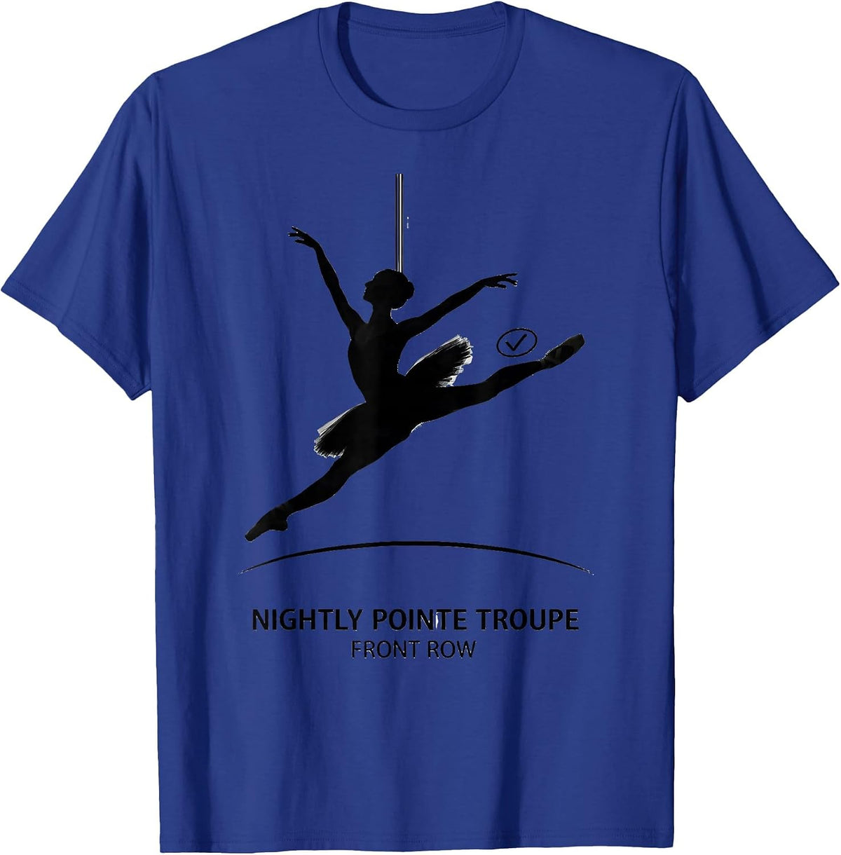 Men's Nightly Pointe Troupe Front Row Skeleton Ballerina Halloween T-Shirt - Royal Blue