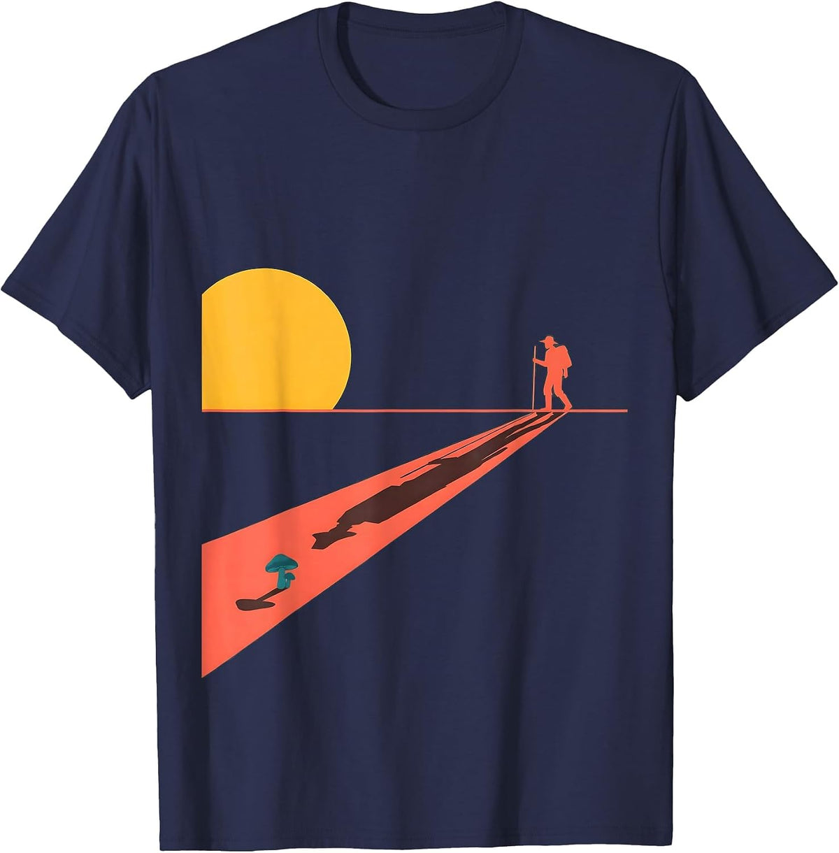Golden Sun Morel Shadow Flat Vector Forager Humor T-Shirt - Navy Blue