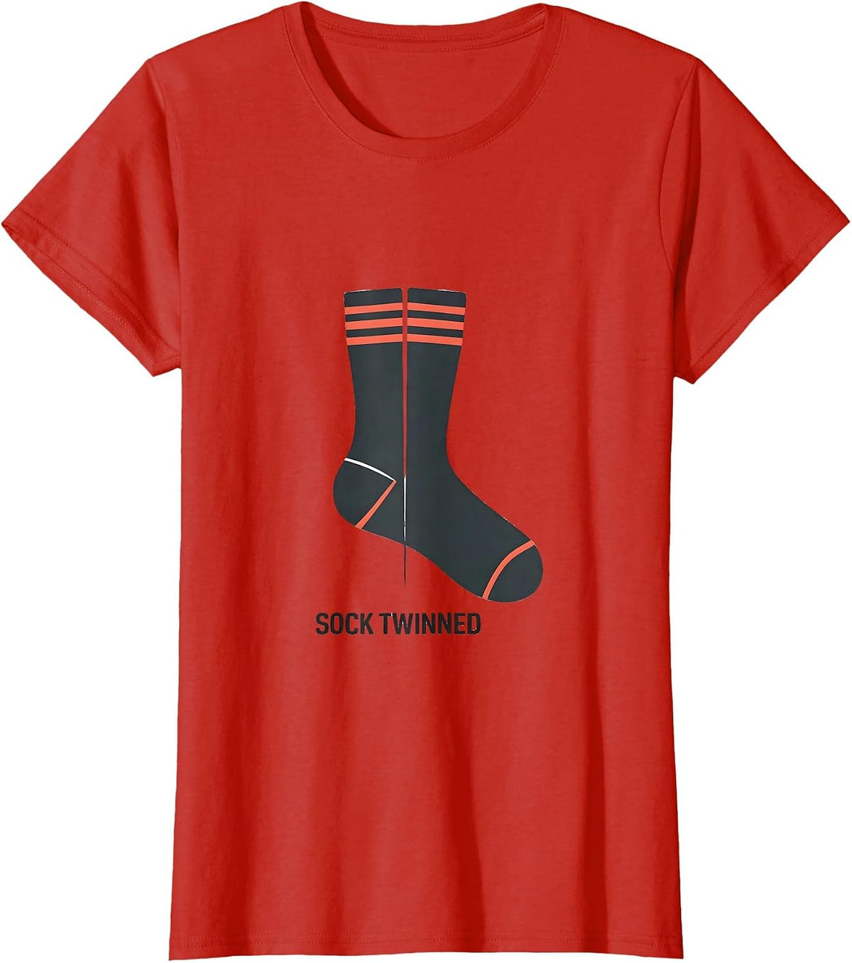 Sock Twinned Minimalist Twin Day Spirit Week Matching T-Shirt - Red