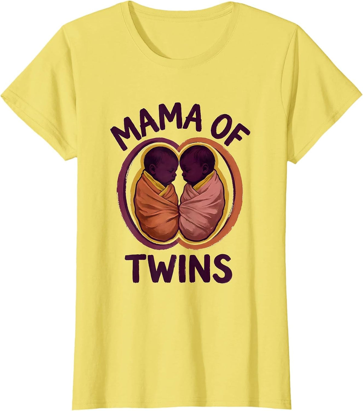 Mama of Twins Cute Sentimental Twin Pregnancy Announcement T-Shirt - Lemon Yellow