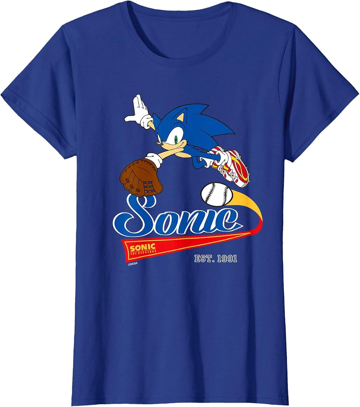 Sonic the Hedgehog - Sonic Baseball Est. 1991 T-Shirt - Royal Blue