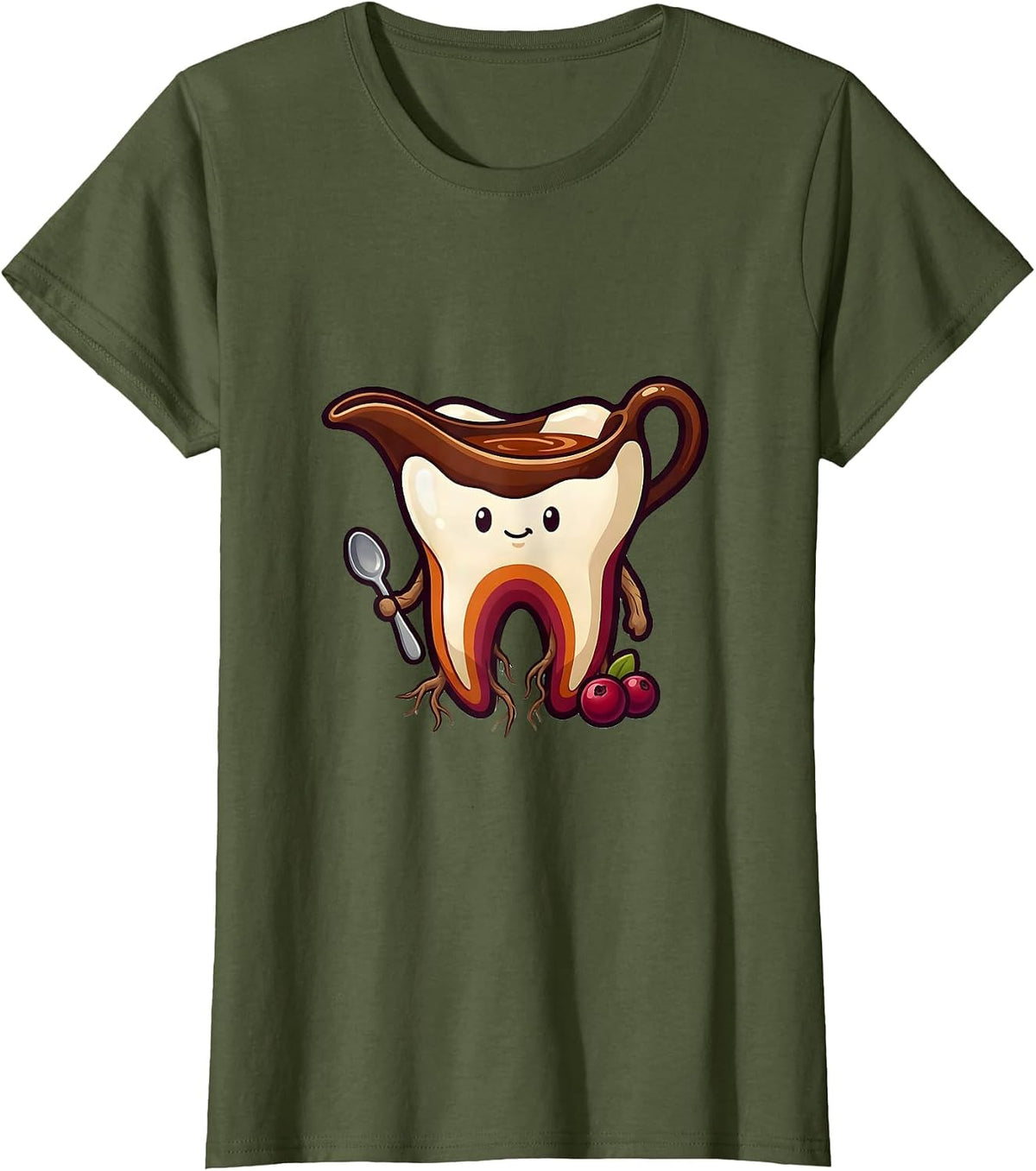 Women's Original Kawaii Molar Dental Humor Cute Dentist Gift T-Shirt - Olive Green