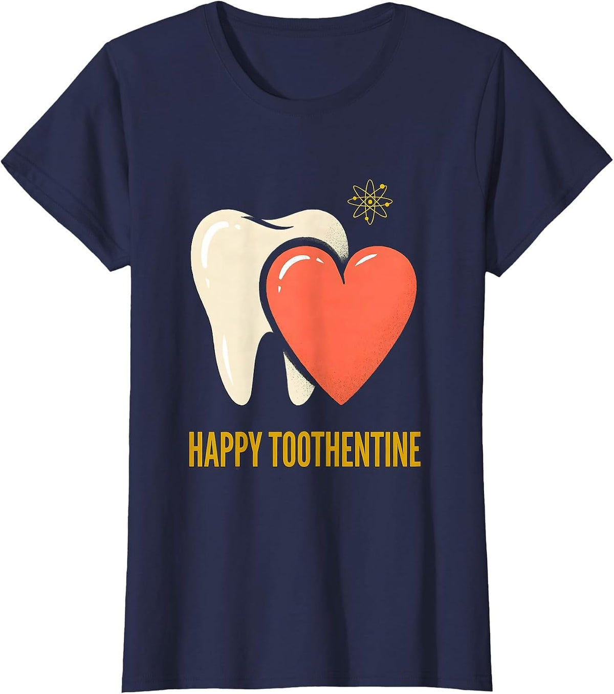 Women's Happy Toothentine Midcentury Modern Dental Professional T-Shirt - Navy Blue
