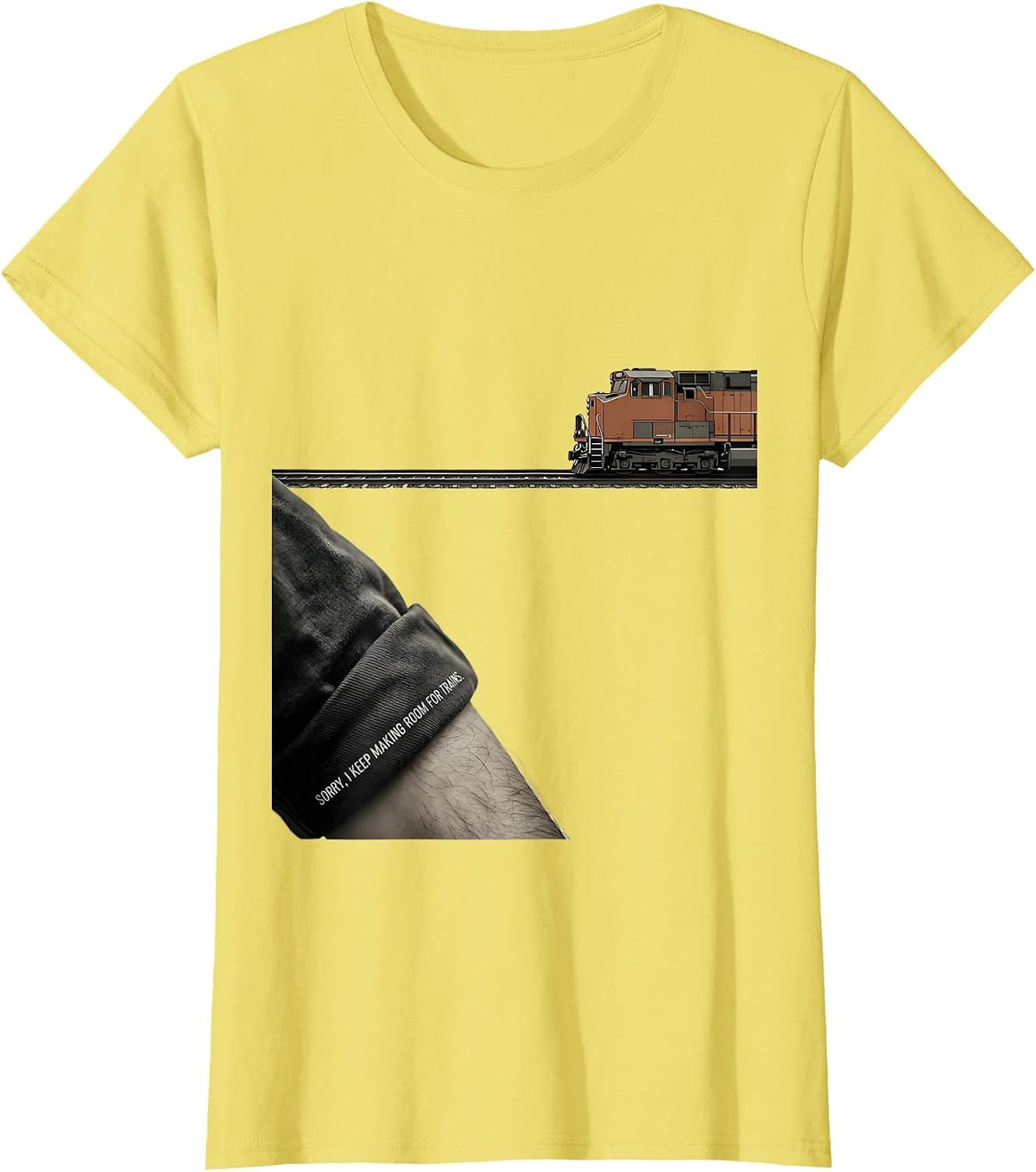 Sorry I Keep Making Room For Trains Funny Train Enthusiast T-Shirt - Lemon Yellow