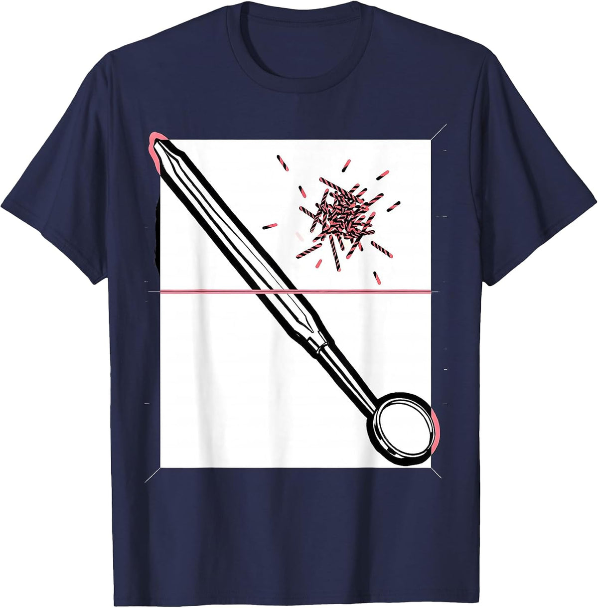 Dental Explorer Christmas Dentist Novelty Humor T-Shirt - Navy Blue