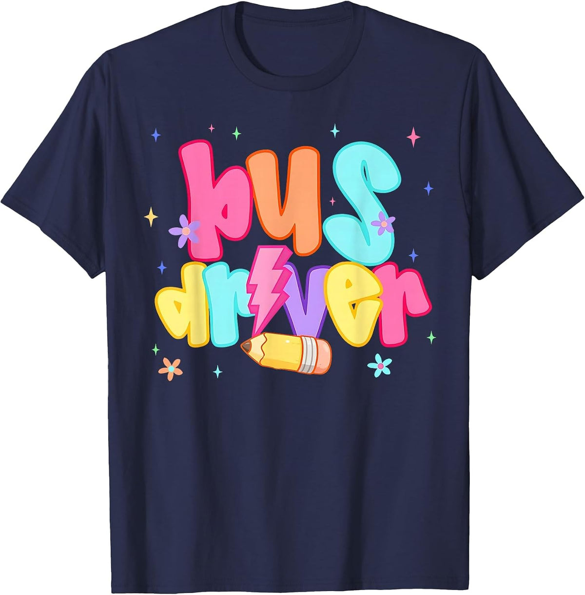 Back to School Bus Driver First Day Men Women Lighting T-Shirt - Navy Blue