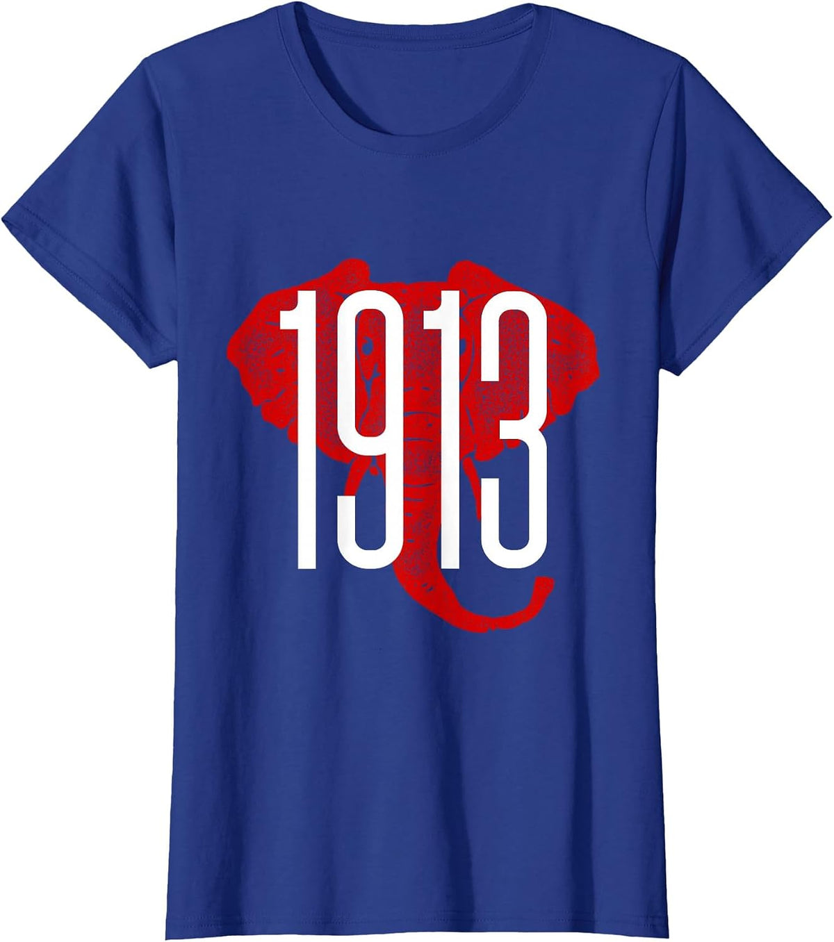 GGT 1913 Bold Elephant Background College T-Shirt - Royal Blue