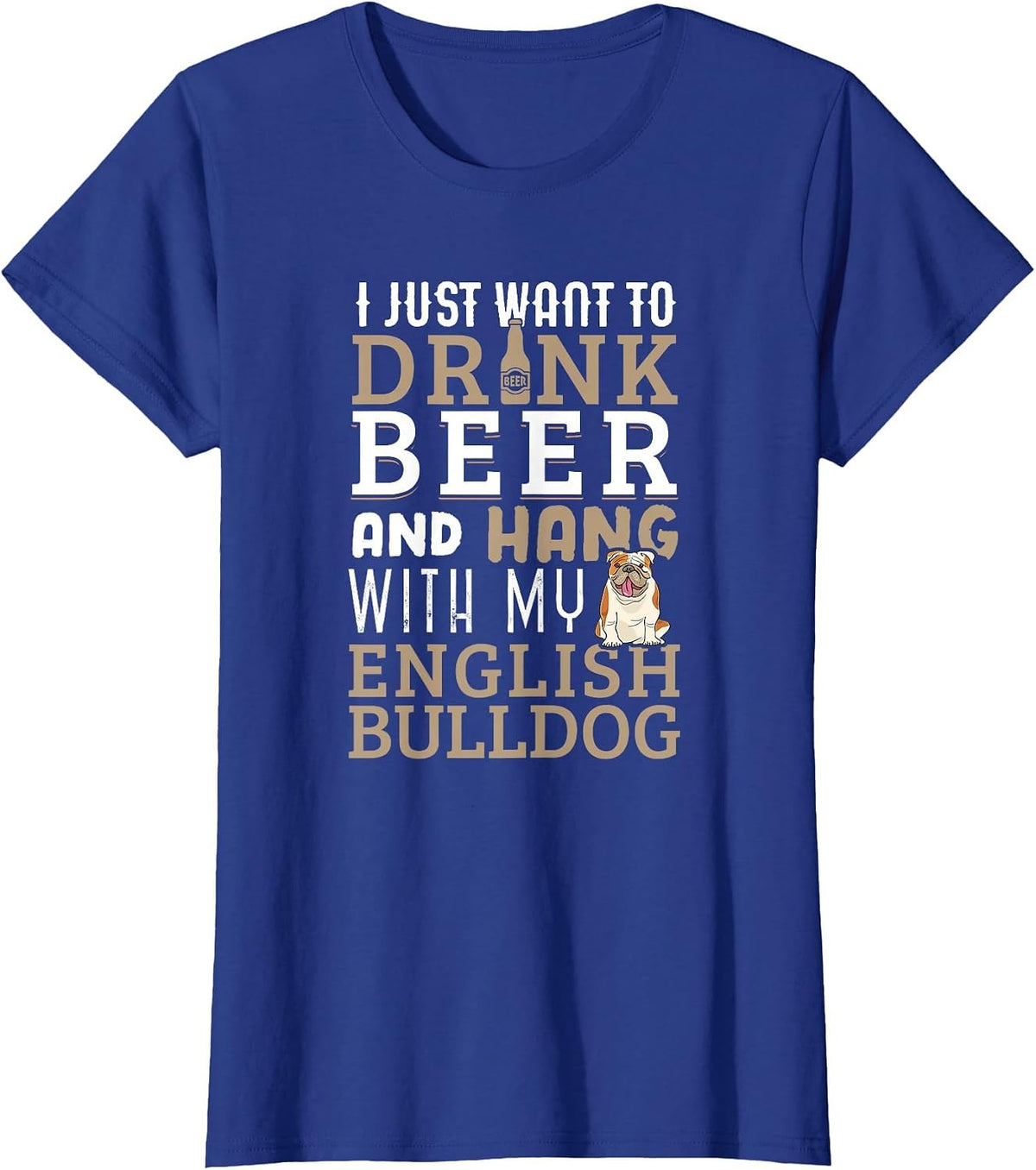 English Bulldog Dad T-Shirt Funny Dog Lovers & Beer T-Shirt - Royal Blue