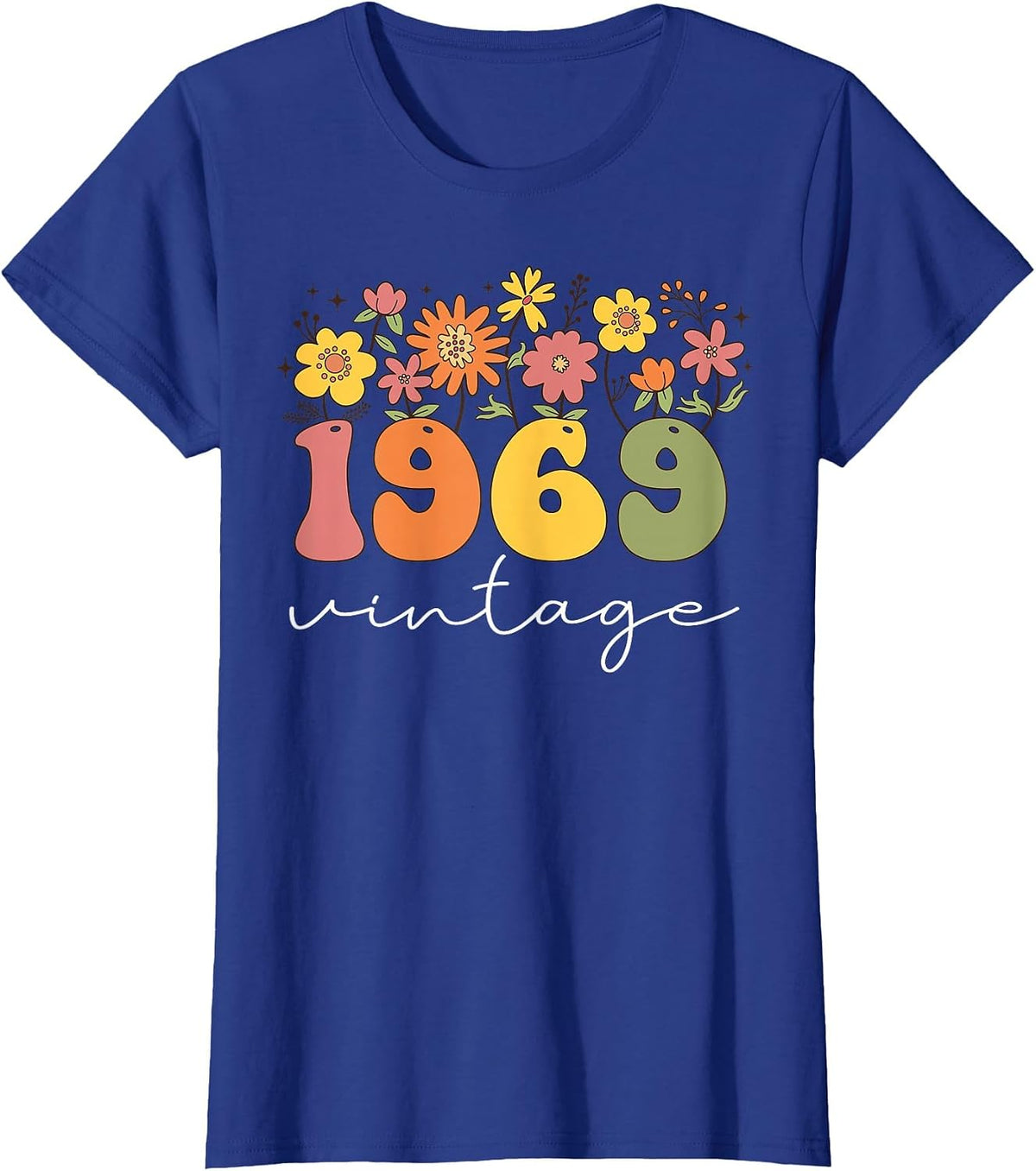 1969 Vintage Floral 54th Birthday Women Girls Wildflower T-Shirt - Royal Blue