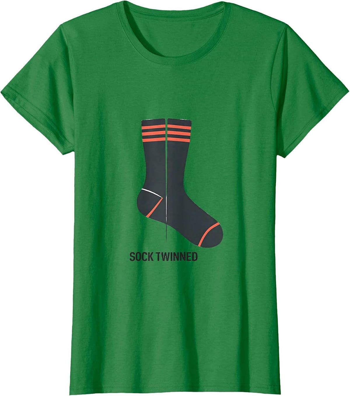 Sock Twinned Minimalist Twin Day Spirit Week Matching T-Shirt - Kelly Green