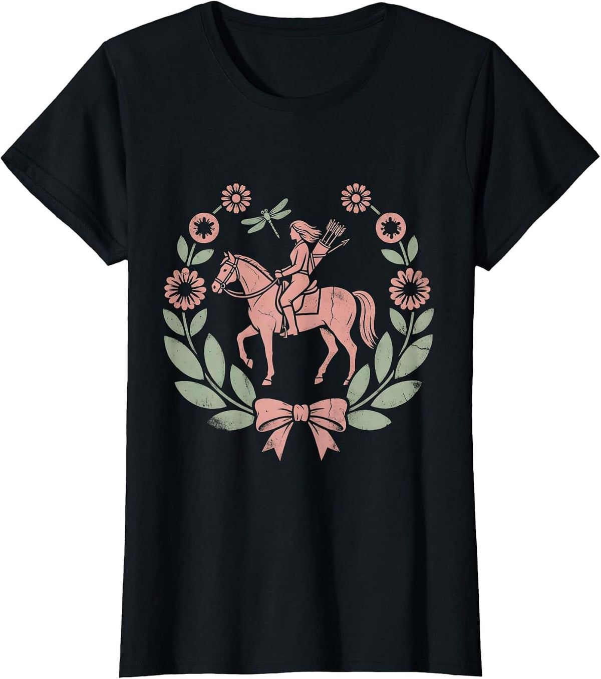 Horseback Archer Western Cowboy Riding Graphic T-Shirt - Black
