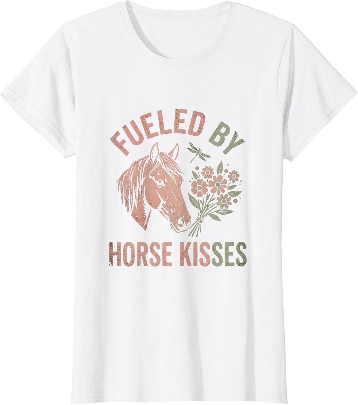 Fueled by Horse Kisses Equestrian Design T-Shirt - White
