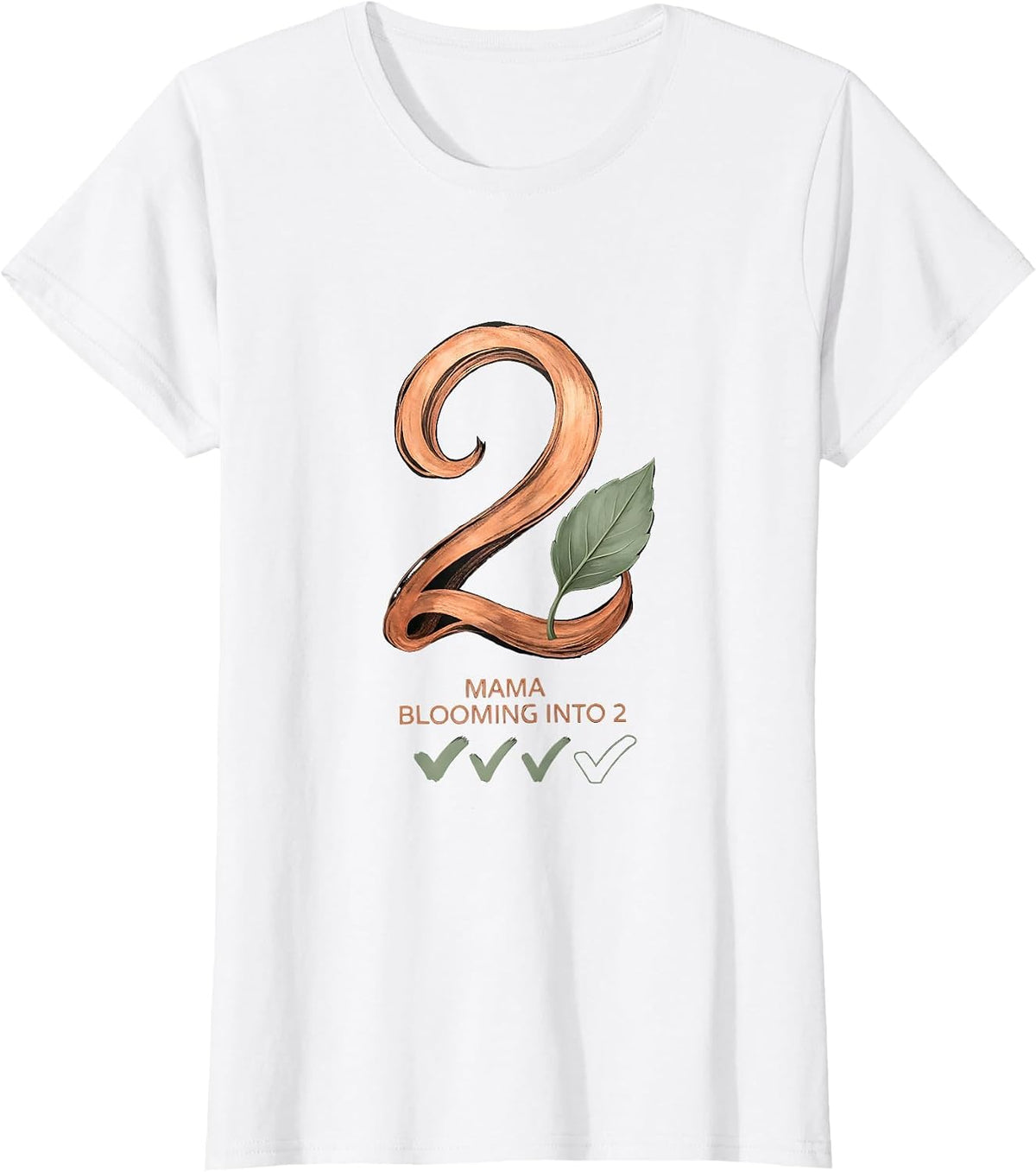 Mama Blooming Into 2 Boho Typography Twin Pregnancy T-Shirt - White