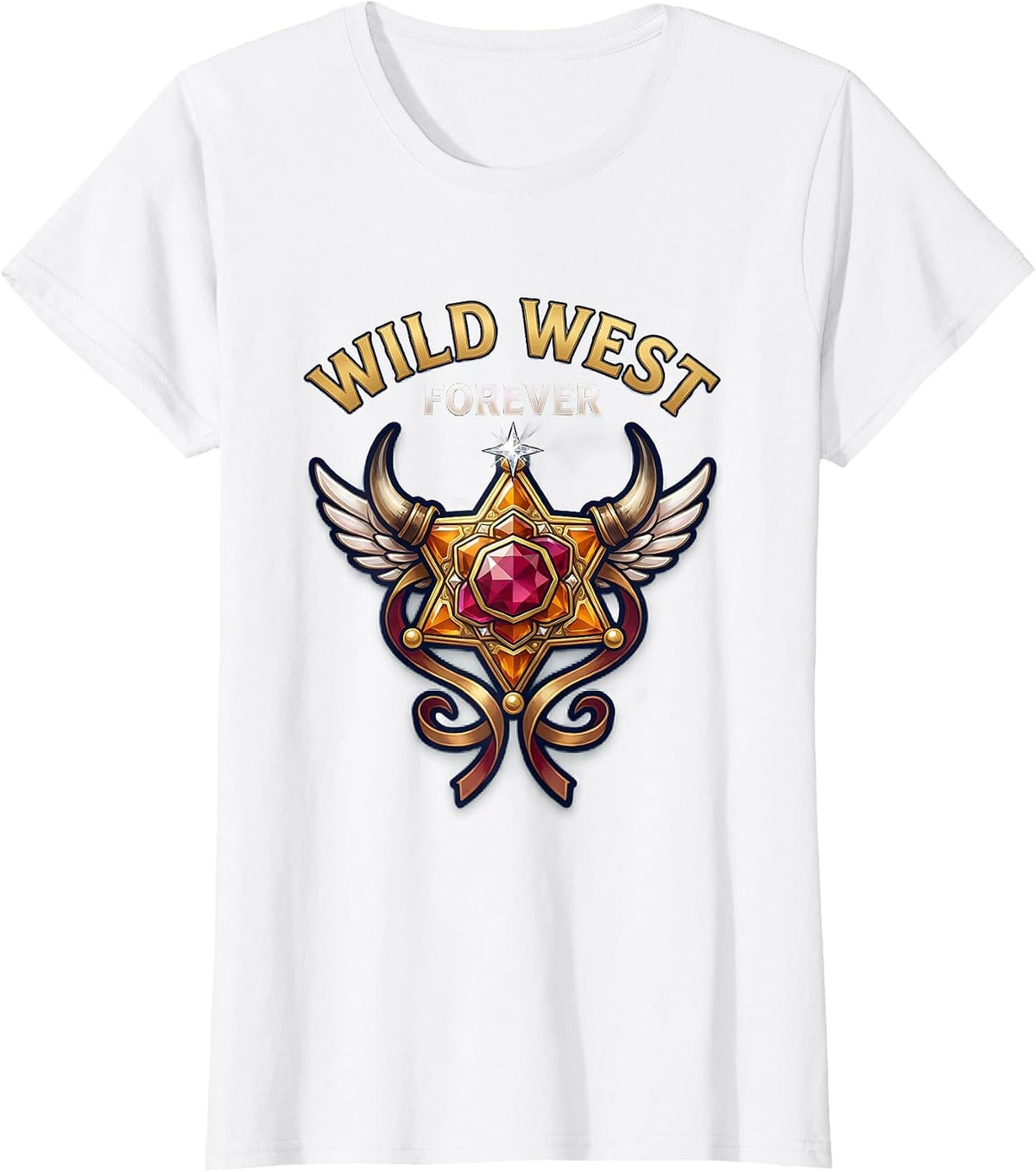 Wild West Forever Western Graphic Design T-Shirt - White