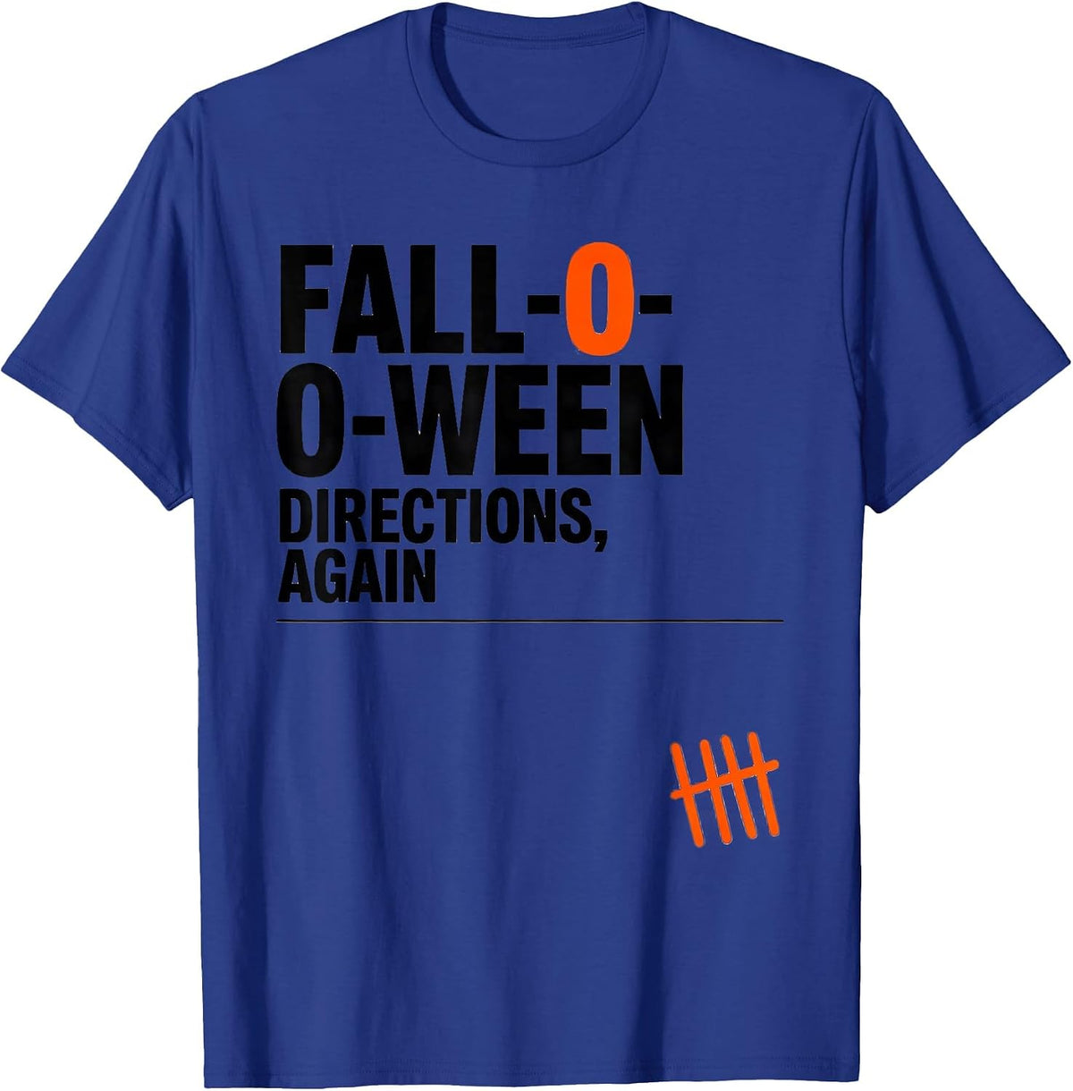 Men's Fall-O-Ween Directions, Again Funny Teacher Halloween Ghost T-Shirt - Royal Blue