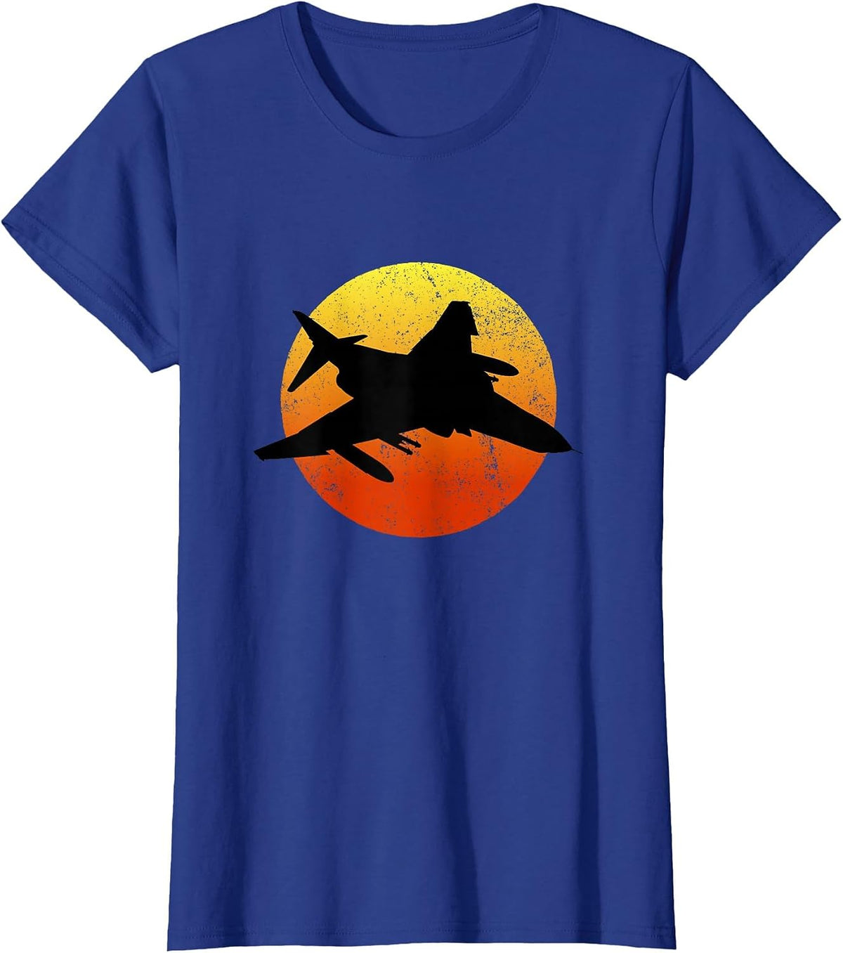 F-4 Phantom Silhouette Retro Sunset Military Jet Flying F4 T-Shirt - Royal Blue