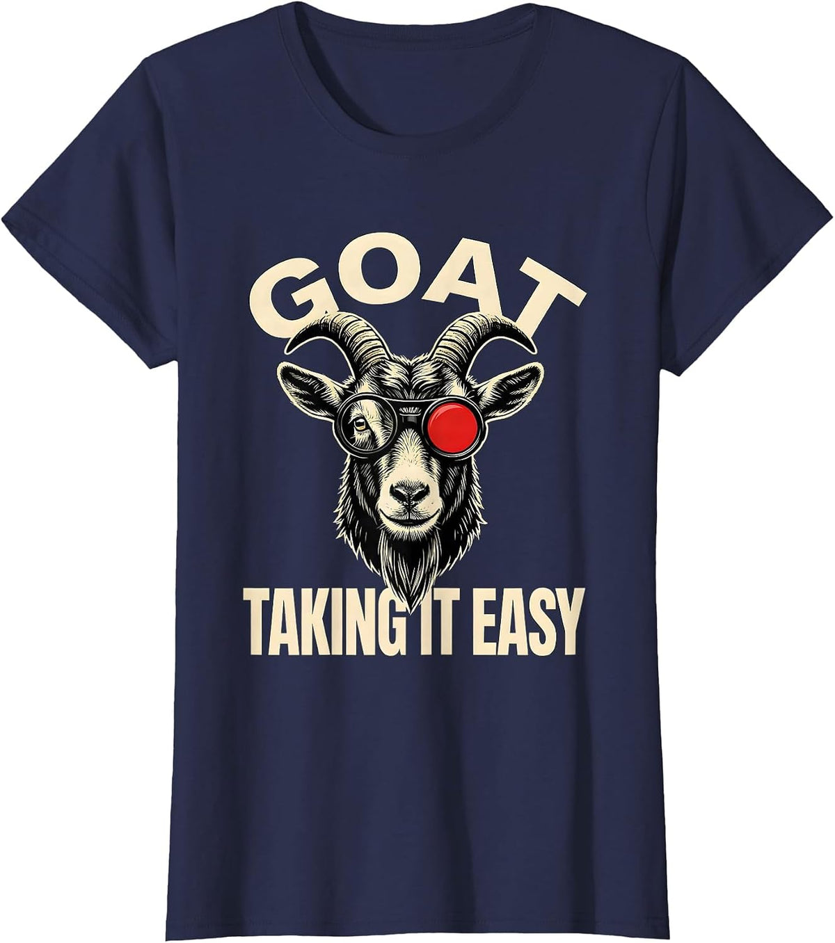Women's GOAT Taking It Easy Funny Goat Humor Animal Lover Gift T-Shirt - Navy Blue