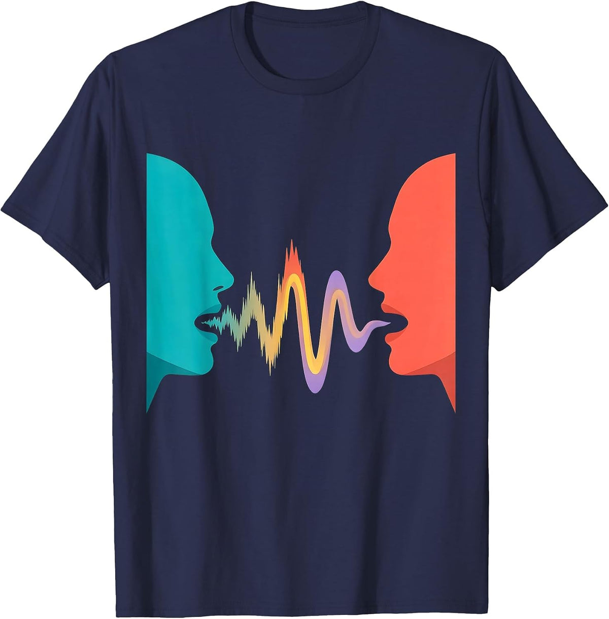 Men's Speech Therapy Sound Wave Profile Illustration T-Shirt - Navy Blue