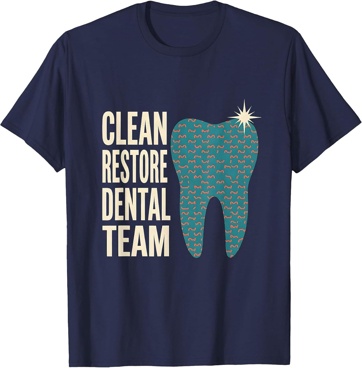 Men's Clean Restore Dental Team Midcentury Modern Dental Squad T-Shirt - Navy Blue