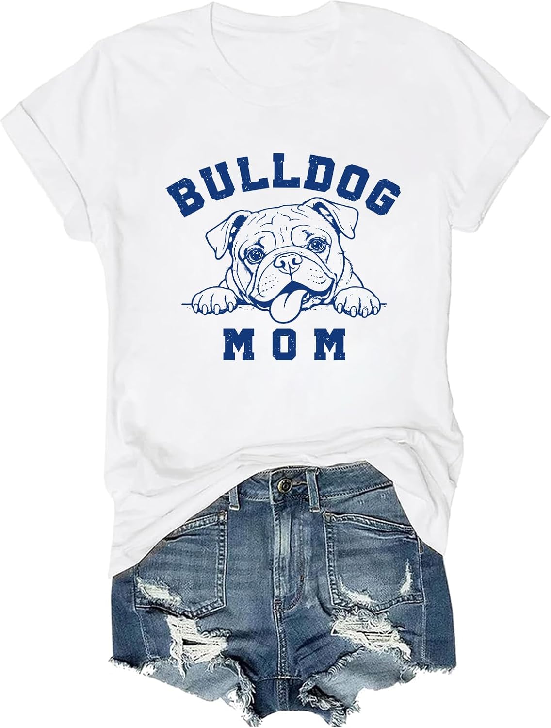 English Bulldog Mom Shirt Dog Lover T-Shirt Bulldog Tee - White